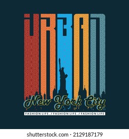 urban new york tee graphic typography illustration vector art style,vintage by order