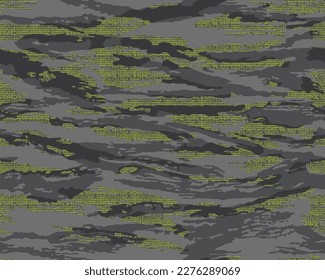 Urban night camouflage seamless pattern with tiger stripes. 