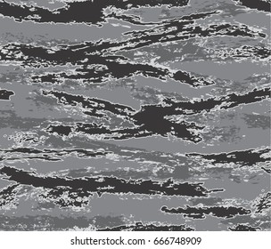 Urban (night) camouflage seamless pattern.Tiger scratched stripes. Four colors. Fashionable military print.