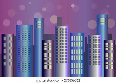 Urban night landscape. Night cityscape. Skyscrapers in the night city.