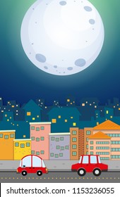 An urban night view illustration