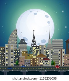 An urban night view illustration