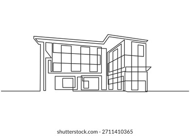 Arquitectura de oficina Urbana continua de una línea que dibuja diseño de contorno mínimo limpio. Edificios de oficinas de la ciudad continua de una línea que dibuja Ilustración vectorial moderna simple.
