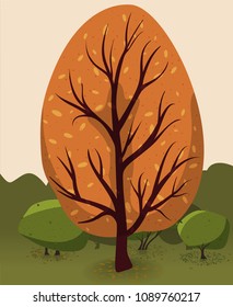 Urban outdoor decor elements. Tree and bushes