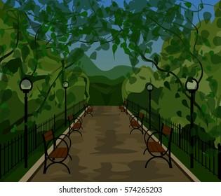 urban park alley view background