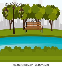 Urban park design, vector illustration eps 10.