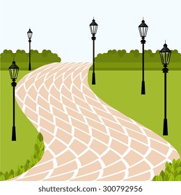Urban park design, vector illustration eps 10.