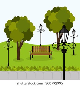 Urban park design, vector illustration eps 10.