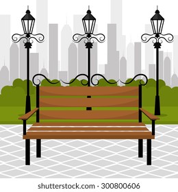 Urban park design, vector illustration eps 10.