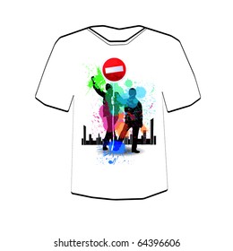 Urban people. T-shirt design template. Editable