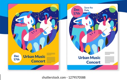 Urban Percussion Music Concert. Ready Template Vector