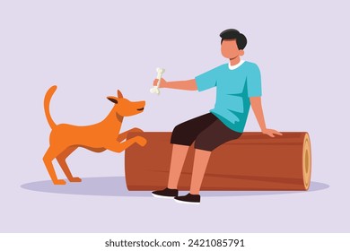 Urban Pet concept. Colored flat vector illustration isolated.