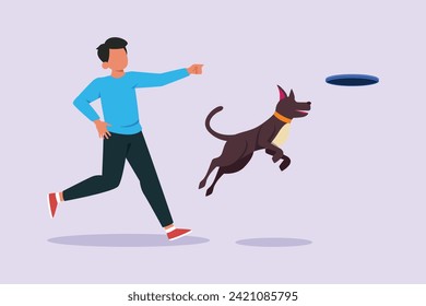 Urban Pet concept. Colored flat vector illustration isolated.