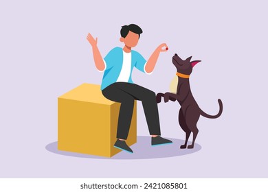 Urban Pet concept. Colored flat vector illustration isolated.