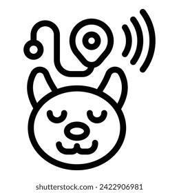 Urban pet tracker icon outline vector. Cat care. Collar alarm linear