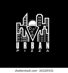 urban pizza with sun vector design template