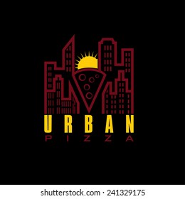 urban pizza with sun vector design template