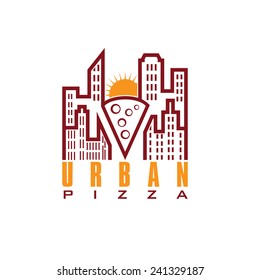 urban pizza with sun vector design template