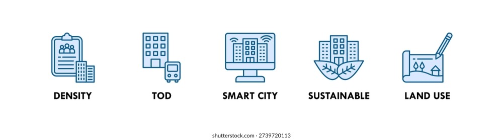Urban Planning banner web icon illustration concept with icon of density, tod, smart city, sustainable, land use