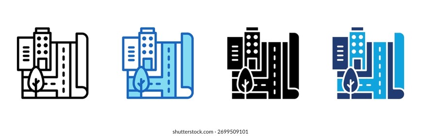 Icono de planificación Urbana Multi Style Ilustración vectorial