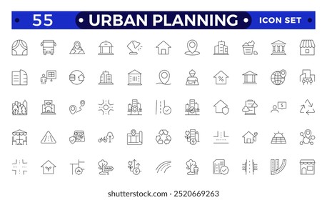 Urban planning Outline icons. City development, smart city infrastructure.plan,urban,dearchitecture,city,construction,building.
