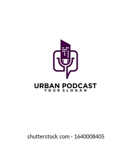 Urban Podcast Logo Idea Vector Template