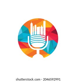 Urban podcast vector logo design template. Podcast city logo concept.