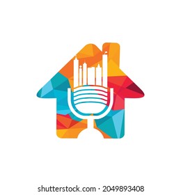 Urban podcast vector logo design template. Podcast city logo concept.