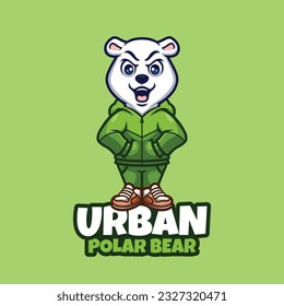 Urban Polar Bear Cartoon Mascot Logo Design