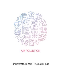 Urban pollution abstract gradient linear concept layout with headline. Climate problem minimalistic idea. Toxic atmosphere. Thin line graphic drawings. Isolated vector contour icons for background