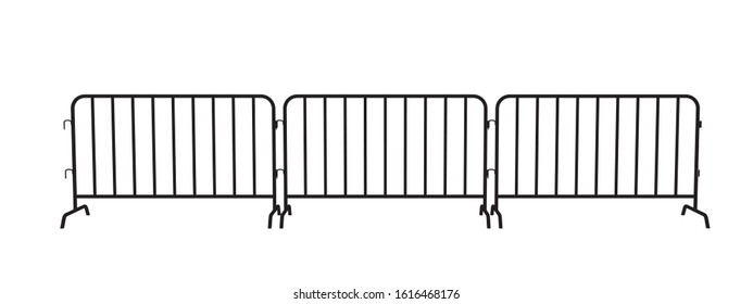 Urban portable steel barrier. Black silhouette of a barrier fence on a white background.