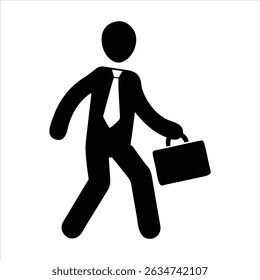 An urban professional businessman walking with purpose, carrying a briefcase to reflect confidence, career growth, and focus vector illustration