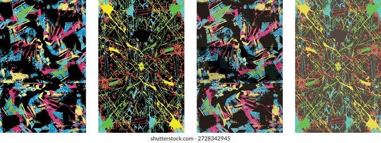 Urban Punk Graffiti Texture Background, Neon Spray and Grunge Poster