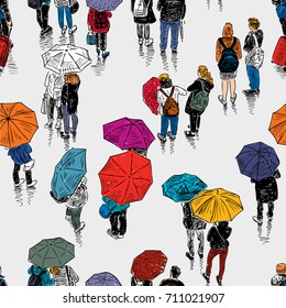 Urban dwellers in the rain