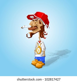 urban rapper hanging around, chilling,vector character