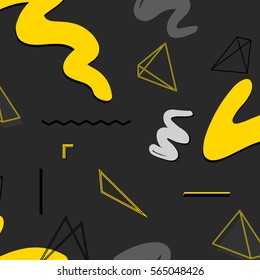 Urban rectangle abstract geometric pattern. Vector graphic creative texture. Yellow grey black contrast background with square elements. Simple minimal invert print