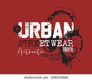 Urban Red Headphones T Shirt Vector Stock Vector (Royalty Free ...