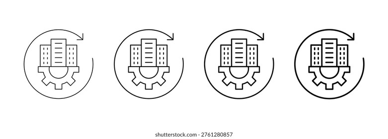 Urban Redevelopment Icons Vector Set In Different Stroke Line Style