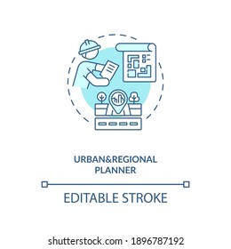 Urban and regional planner turquoise concept icon. City infrastructure construction. Civil engineering idea thin line illustration. Vector isolated outline RGB color drawing. Editable stroke