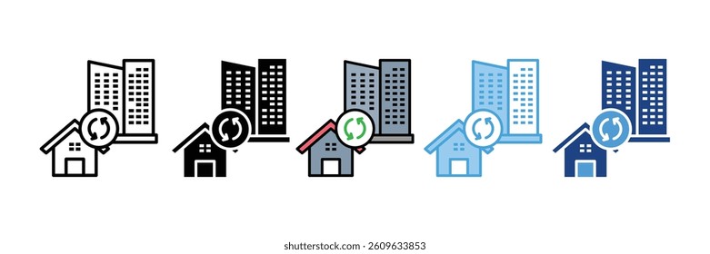 Urban Renewal Icon Set Multiple Style Collection