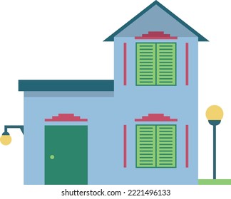 Urban residential building icon. Apartment house front