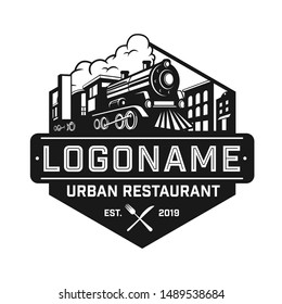 Urban Restaurant vector logo design. Industrial railway.