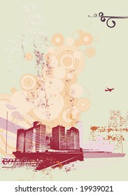 Urban retro abstract background, made in grunge style. Vector illustration