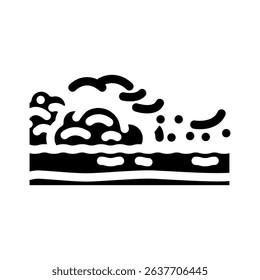 urban river dirty foam smoke air pollution glyph icon vector. urban river dirty foam smoke air pollution sign. isolated symbol illustration