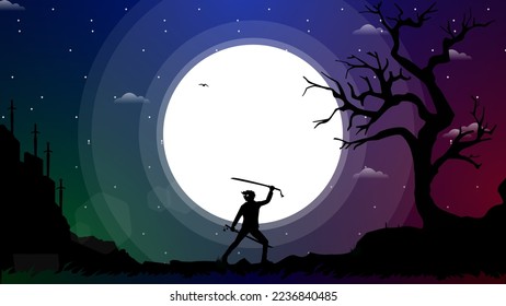 urban samurai boy anime wallpaper. samurai boy with oni mask on head. japanese theme walpaper. Samurai wallpaper.