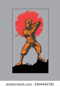 Urban samurai Japanese theme tshirt design 