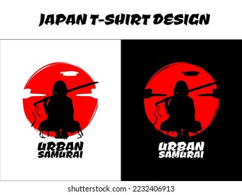 urban samurai, silhouette japan female samurai vector for design t shirt concept, silhouette samurai, Japanese t-shirt design, Japanese theme design, Samurai Vector Illustration