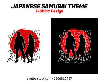 urban samurai. silhouette japan samurai vector for design t shirt concept. silhouette of a couple samurai in the night. silhouette samurai. Japanese t-shirt design. 