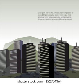 Urban scene with buildings vector design.