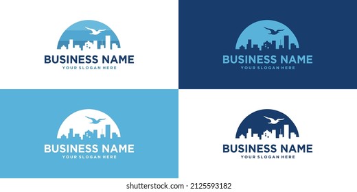 Urban scenes with birds is shown in asilhouette Can be used for magazines websites design